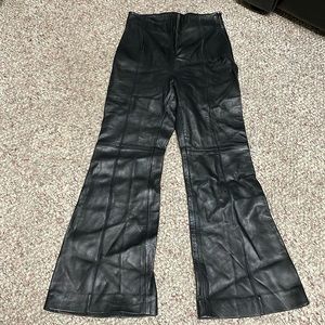 New uterque lambskin leather flare pants